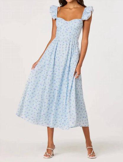 Wedelia Ruffle Strap Eyelet Corset Midi Dress