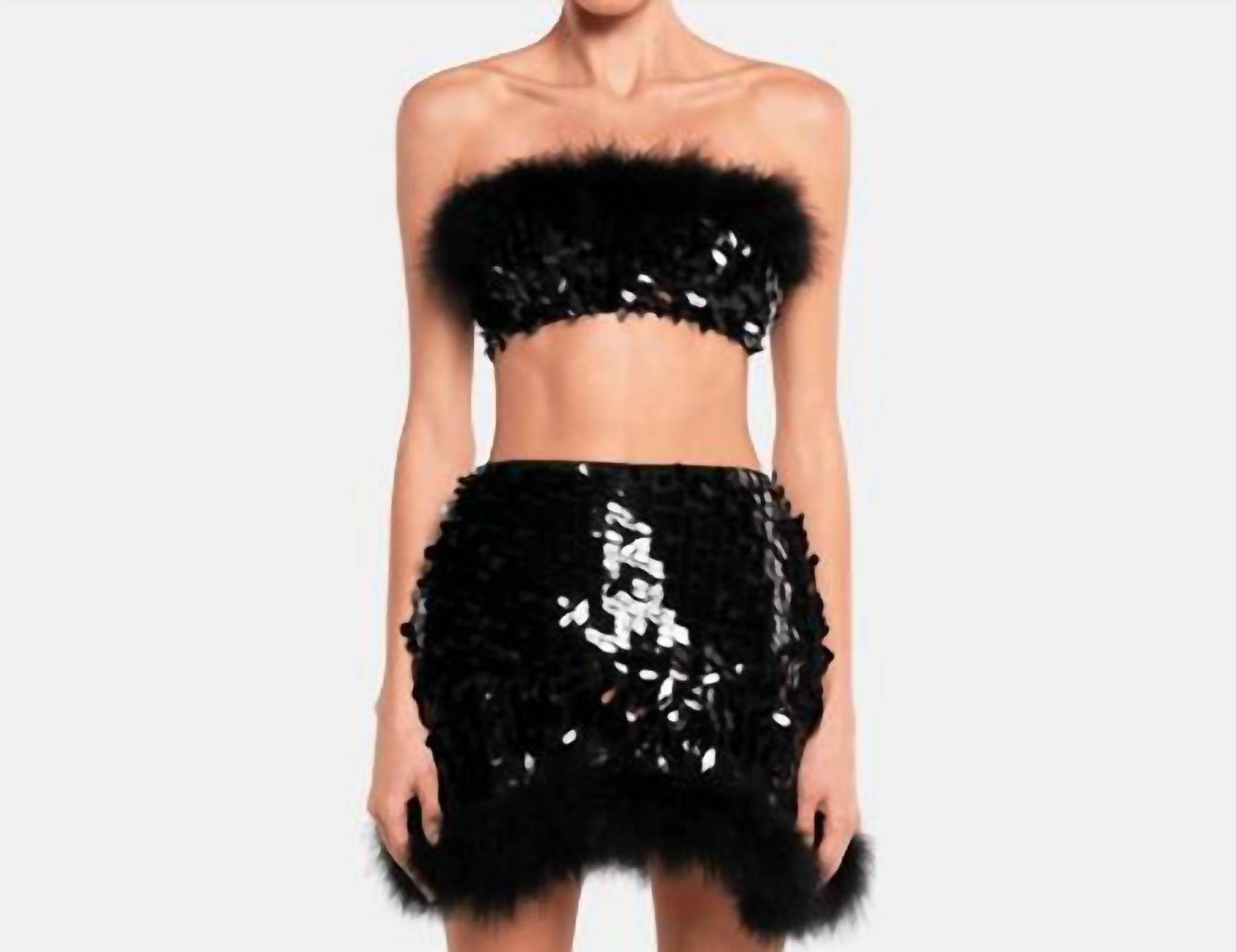 OW Collection - Virgo Sequin Feather Top And Skirt Set - Rack Hunt