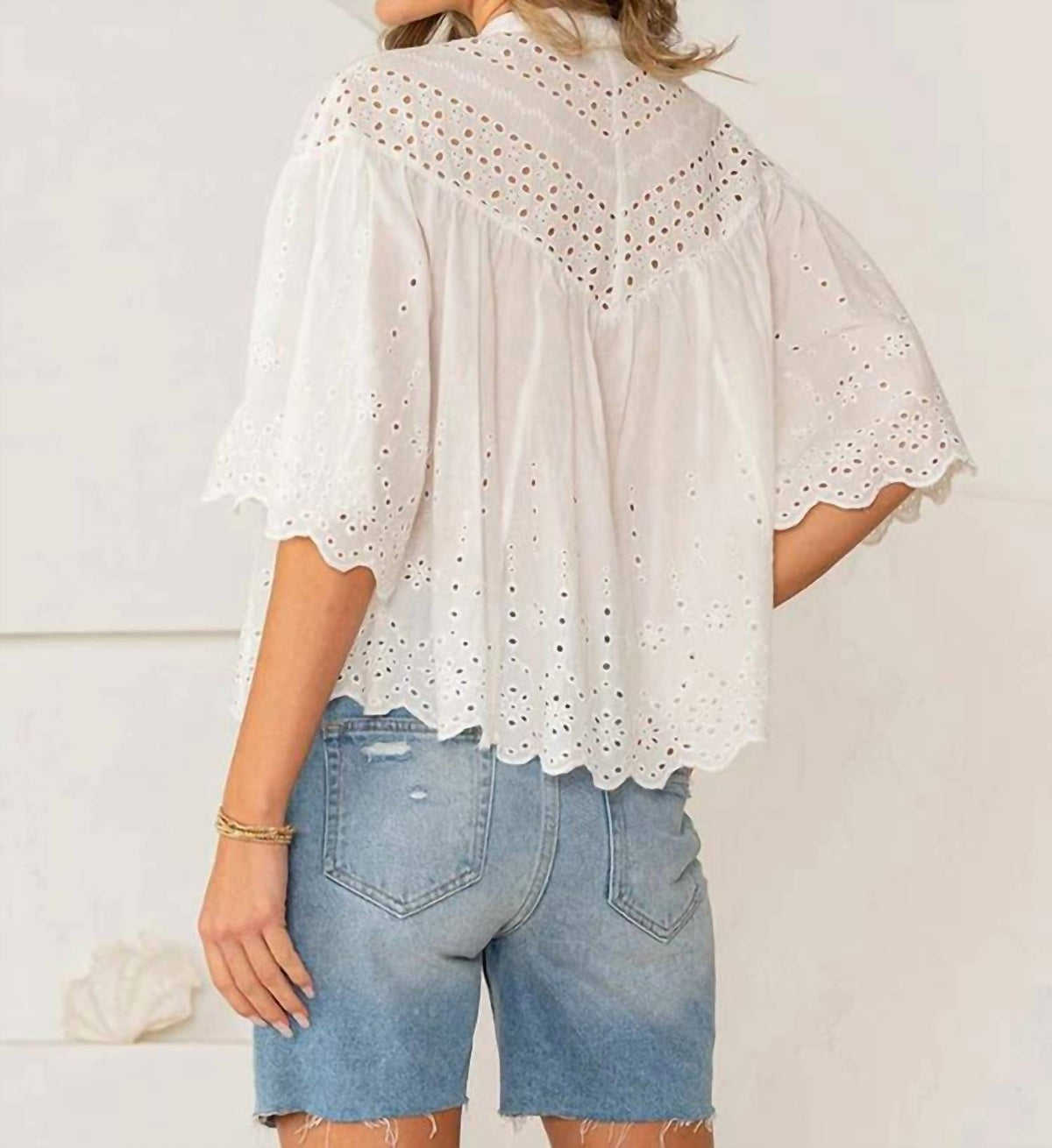 Scalloped Eyelet Embroidered Top
