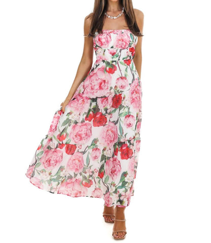 Women's Afternoon Garden Stroll Strapless Maxi Dress