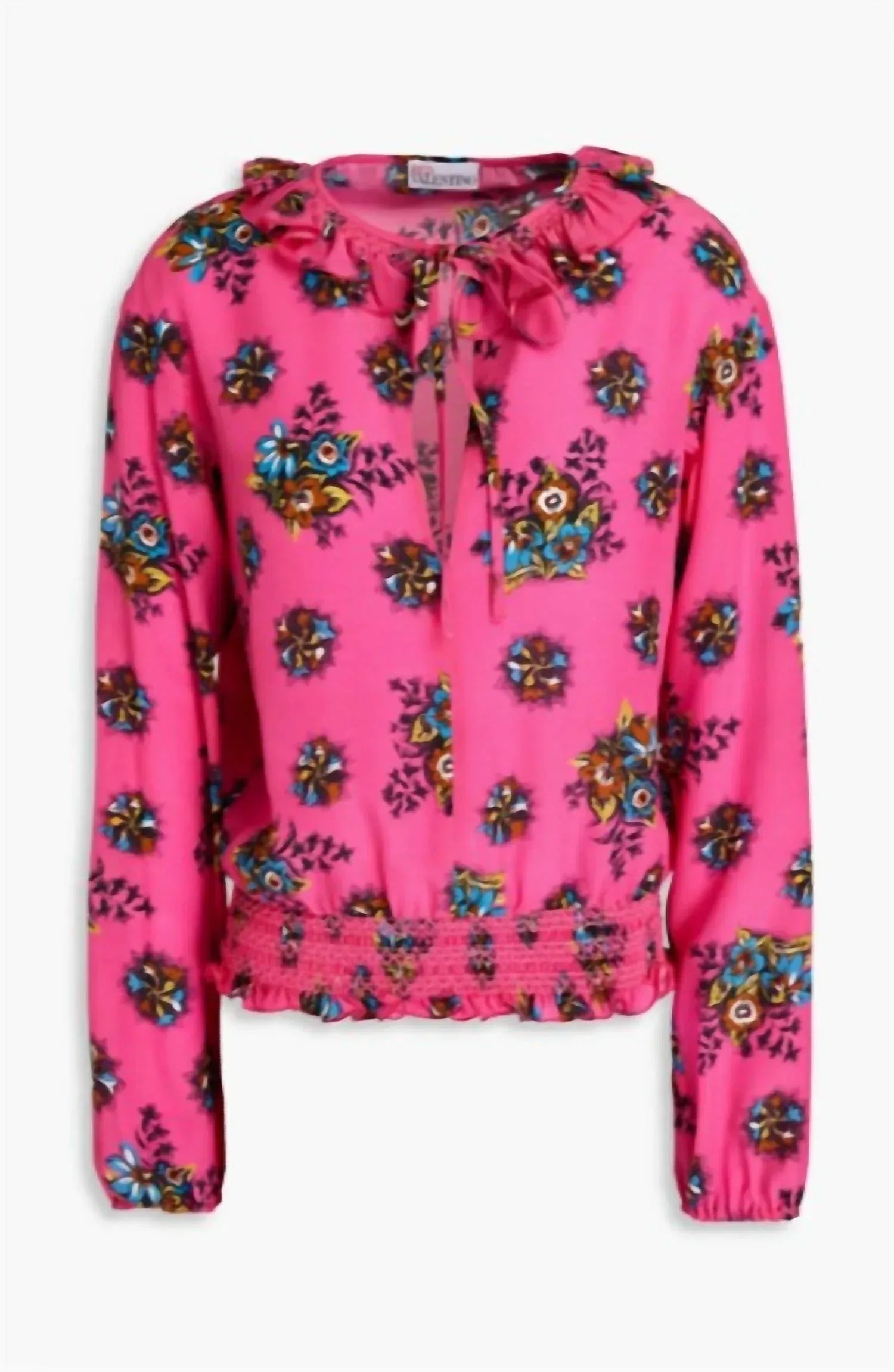 RED VALENTINO - Women's Ruffle-trimmed Floral-print Blouse - Rack Hunt