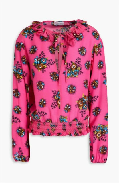 RED VALENTINO - Women's Ruffle-trimmed Floral-print Blouse - Rack Hunt