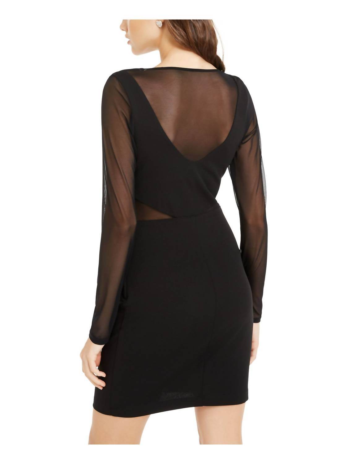 Teeze Me - Long Sleeve Scuba Mesh Fitted Mini Dress - Rack Hunt