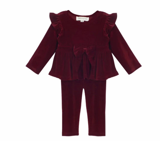 Girls’ Velvet Set With Bow