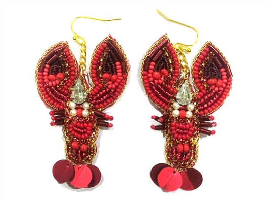 Women's Beaded Crawfish Statement Earrings