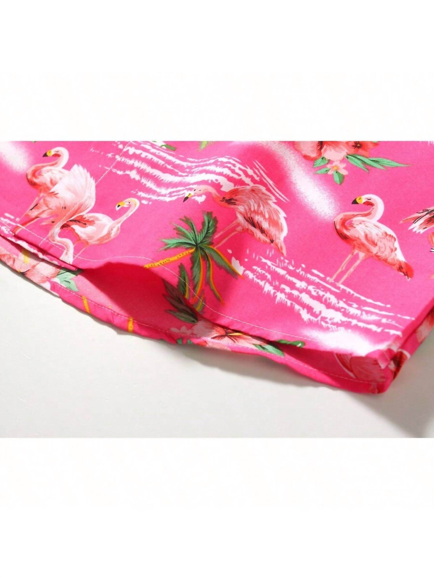 SSLR - Mens Hawaiian Shirt Short Sleeve Flamingo Shirt Casual Button Down Shirts Summer Beach Shirt - Rack Hunt