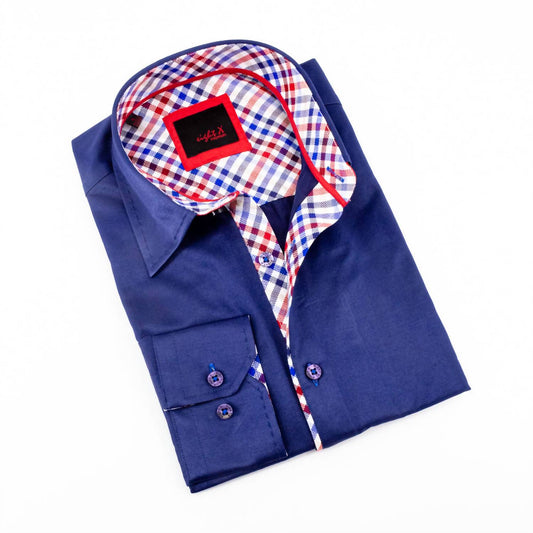 Button Down Shirt With Plaid Trim