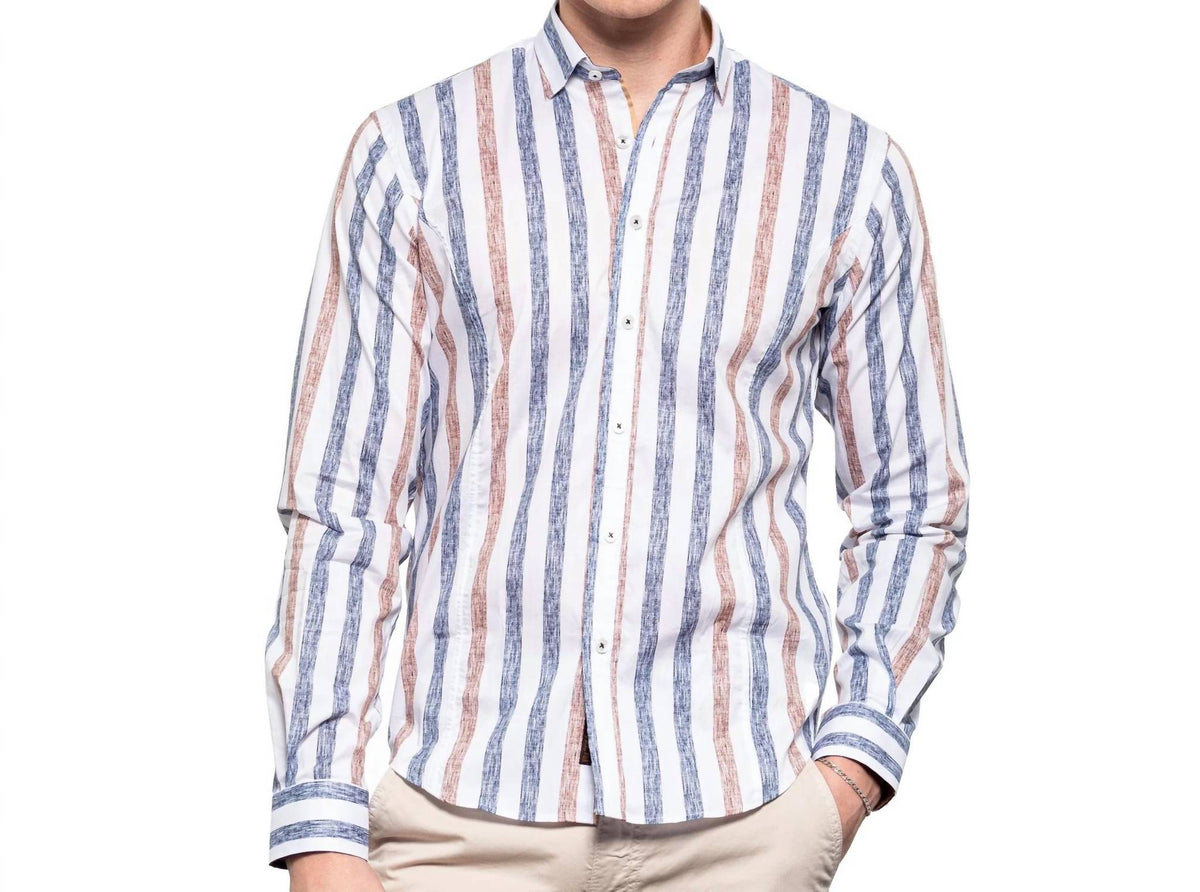 Cross Hatch Striped Button Down Shirt