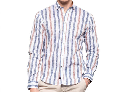 Cross Hatch Striped Button Down Shirt