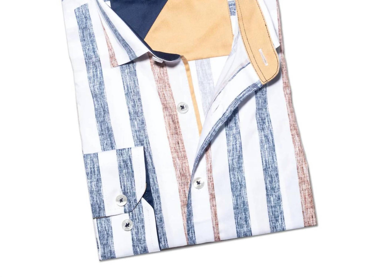 Cross Hatch Striped Button Down Shirt