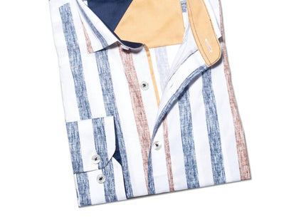 Cross Hatch Striped Button Down Shirt