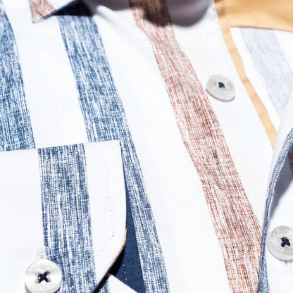 Cross Hatch Striped Button Down Shirt