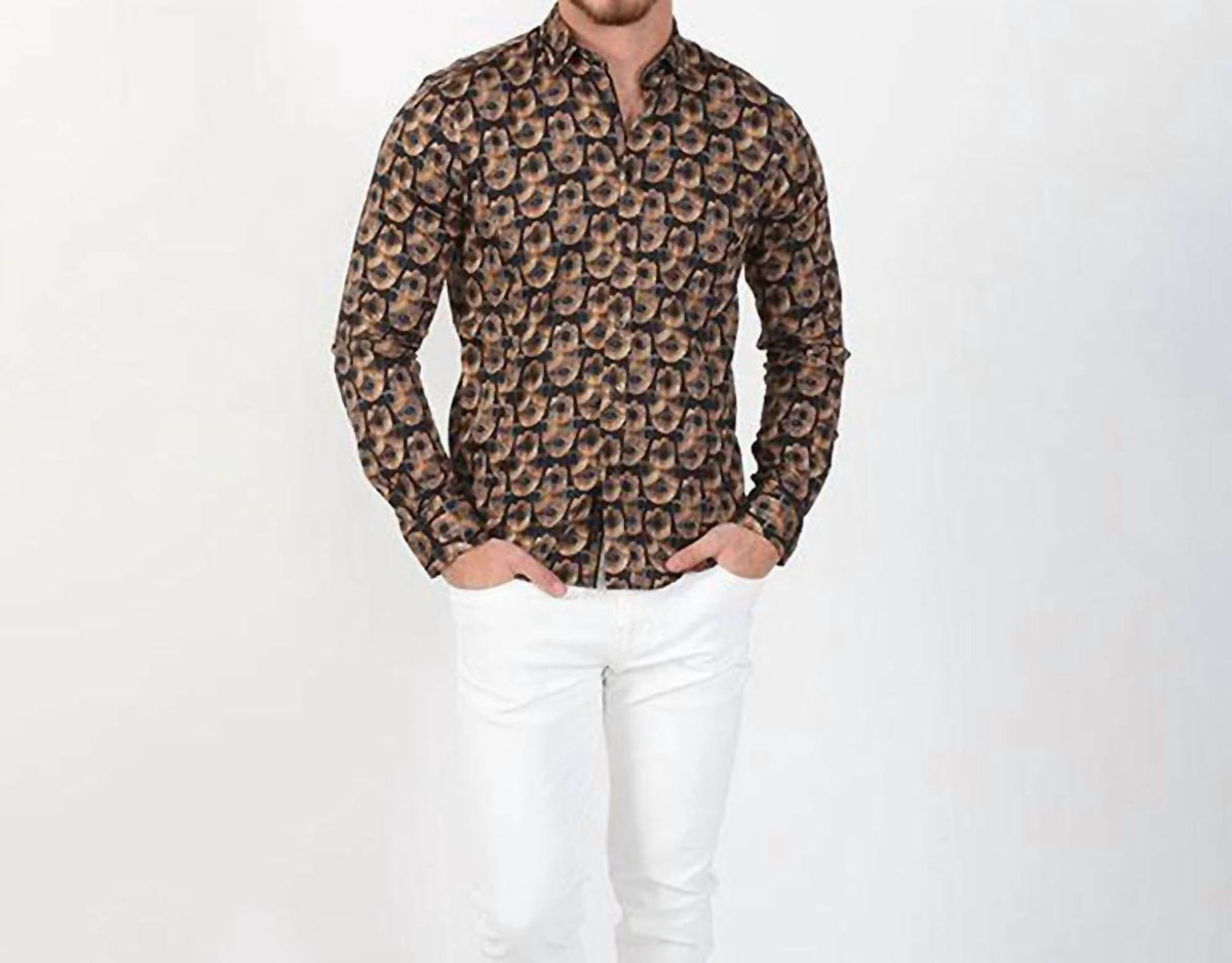 Hamsa Print Button Down Shirt