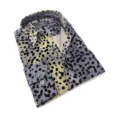 Men's Button Down Shirt With Dot Flocking