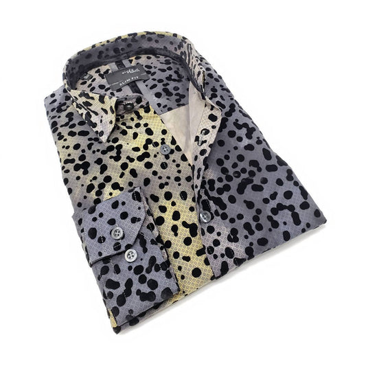 Men's Button Down Shirt With Dot Flocking