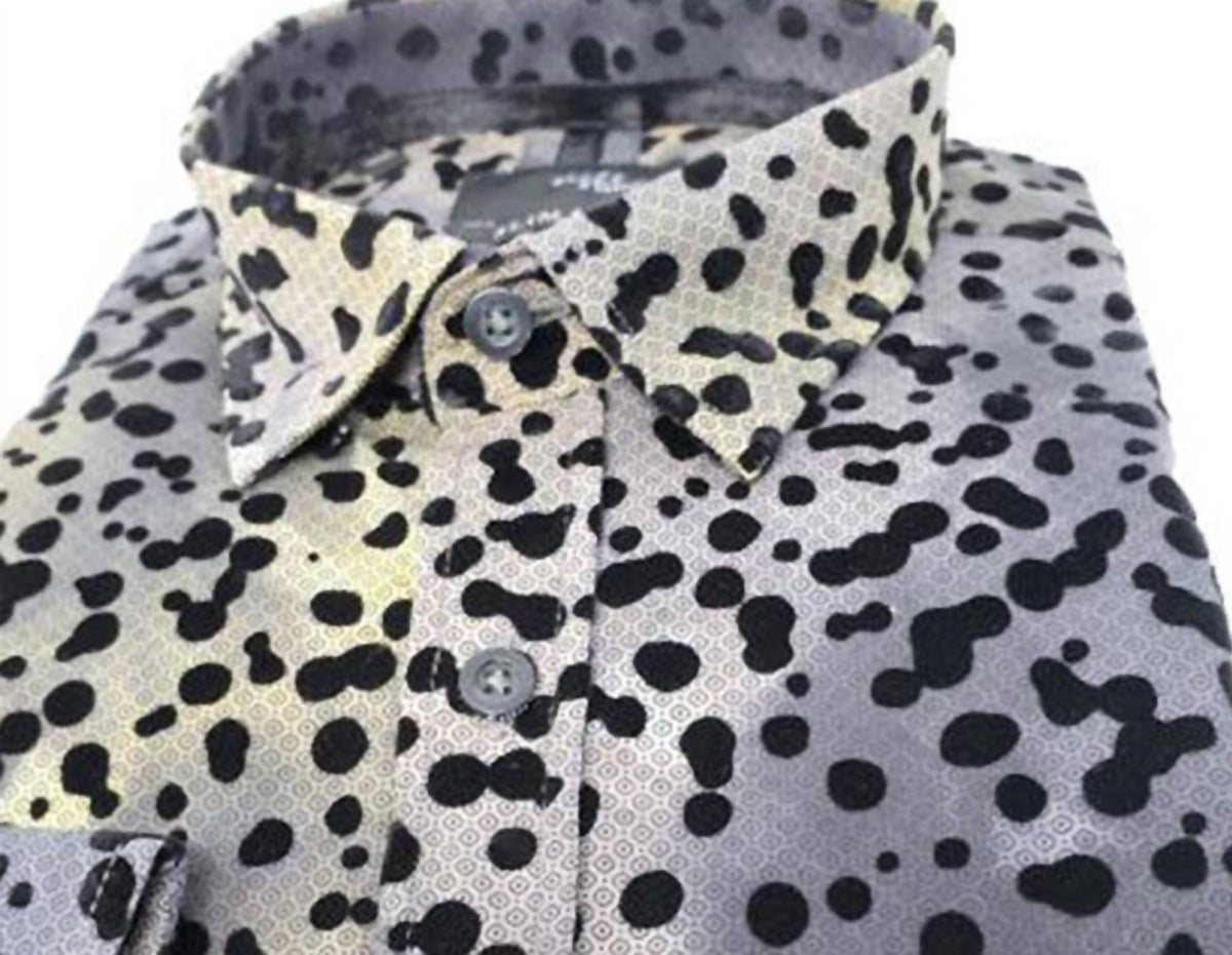 Men's Button Down Shirt With Dot Flocking