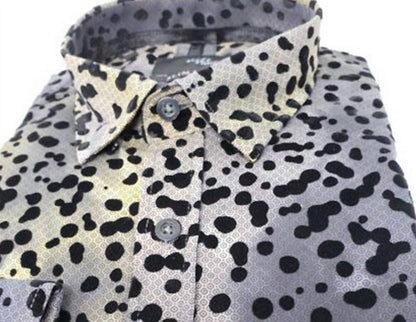 Men's Button Down Shirt With Dot Flocking