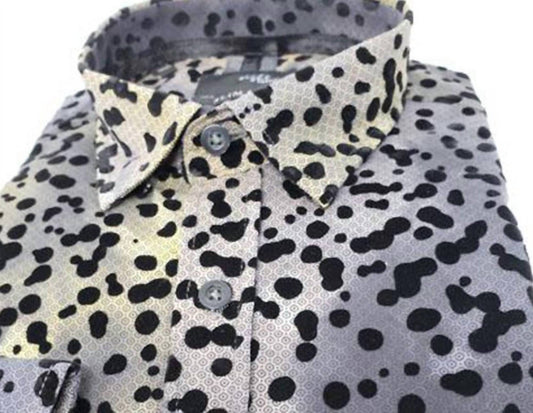 Men's Button Down Shirt With Dot Flocking