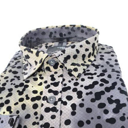 Men's Button Down Shirt With Dot Flocking