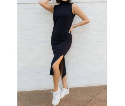 Ribbed Sleeveless Turtleneck Dress