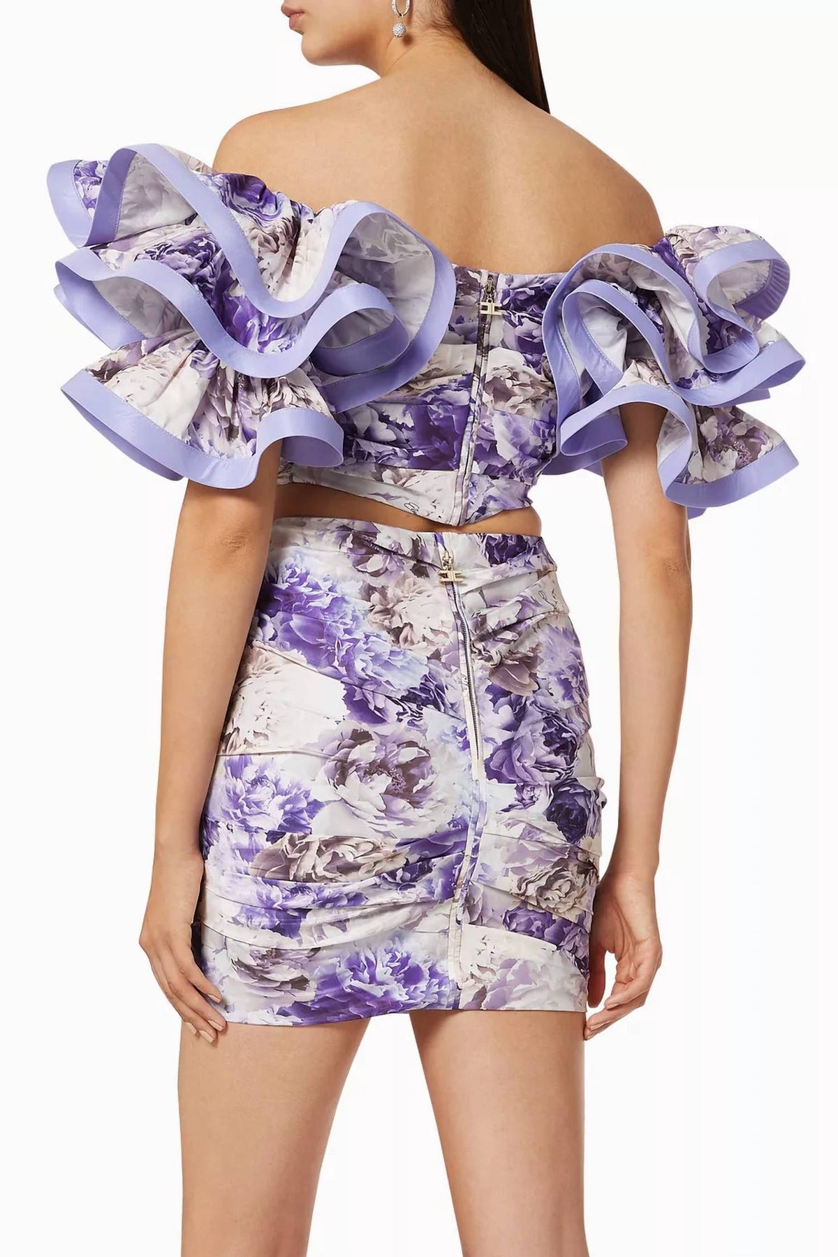Flounces Peony Draped Tailored Mini Skirt
