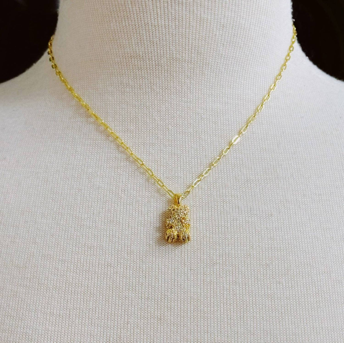 Women's Pavé Bling Bear Pendant Necklace