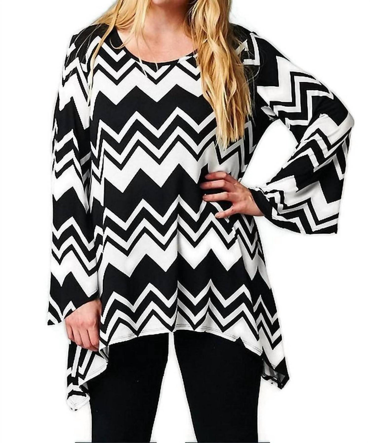 Chevron Long Sleeve Tunic Plus