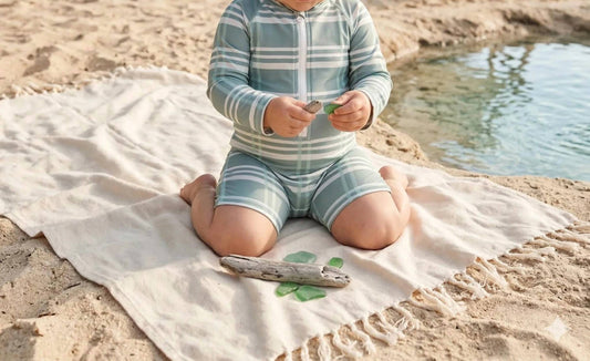 Boy's Plaid One Piece Rash Guard Swimsuit