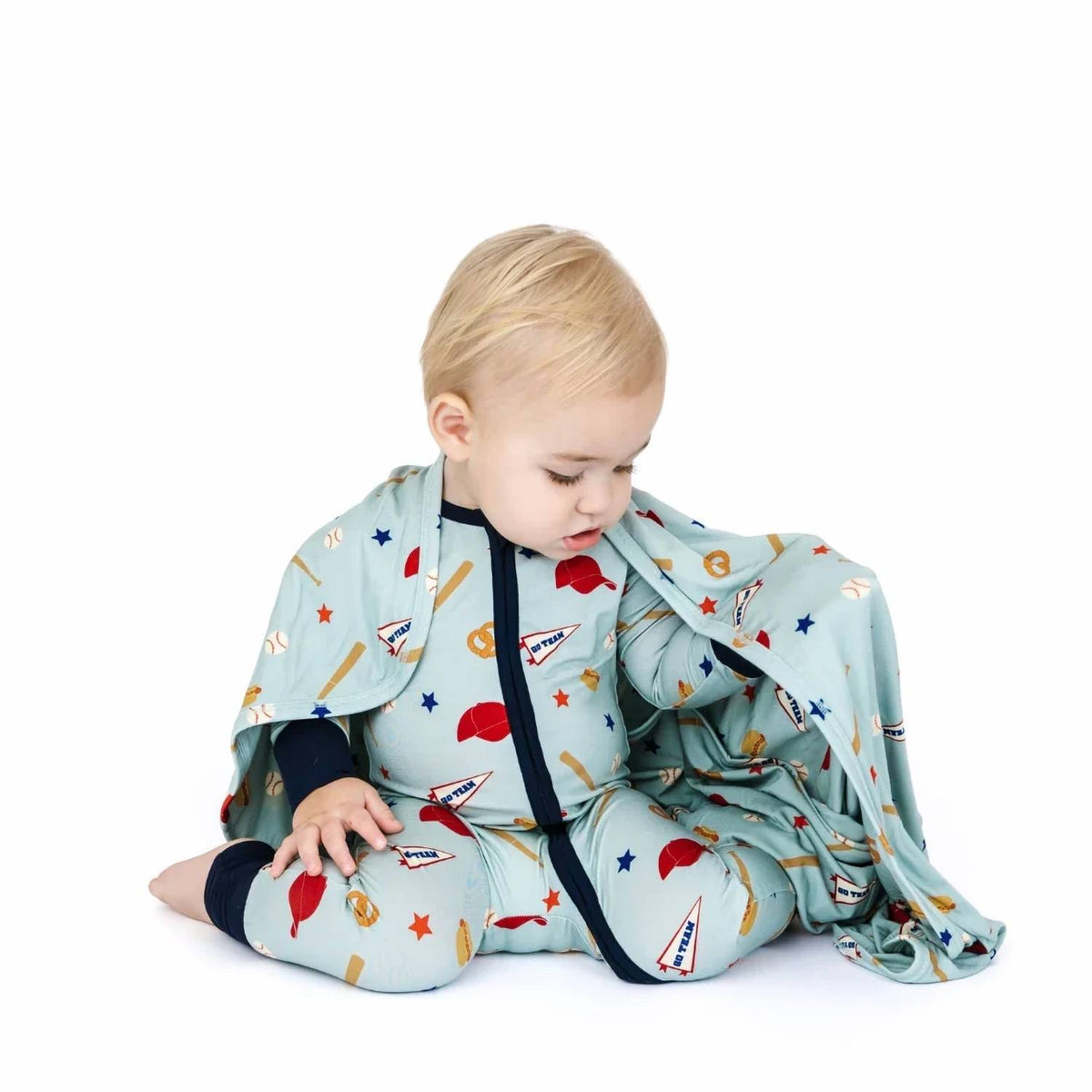 Boy's Play Ball Baseball Bamboo Convertible Footie Romper