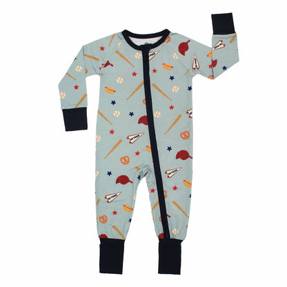 Boy's Play Ball Baseball Bamboo Convertible Footie Romper