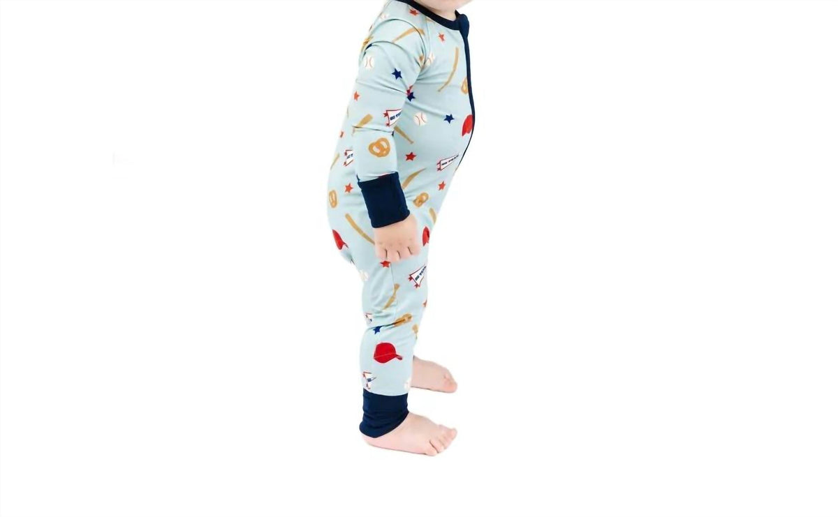 Boy's Play Ball Baseball Bamboo Convertible Footie Romper