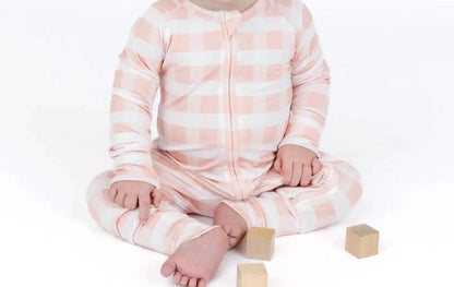 Gingham Bamboo Convertible Footie Romper