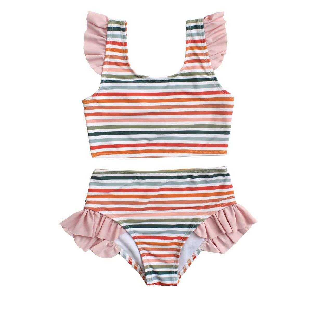 Girls' Sunset Stripes Flutter Bikini Swimsuit