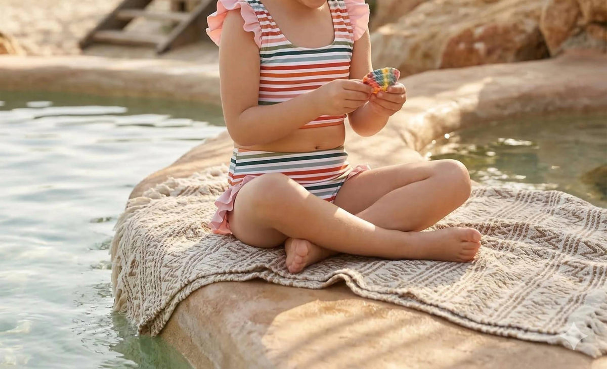 Girls' Sunset Stripes Flutter Bikini Swimsuit
