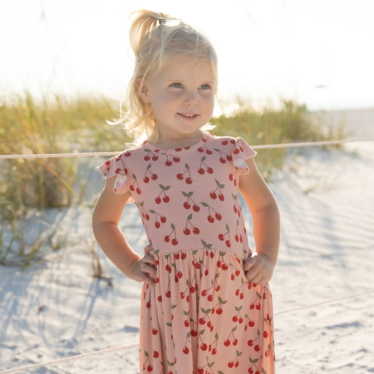 Girl's Very Cherry Short Sleeve Bamboo Twirl Dress