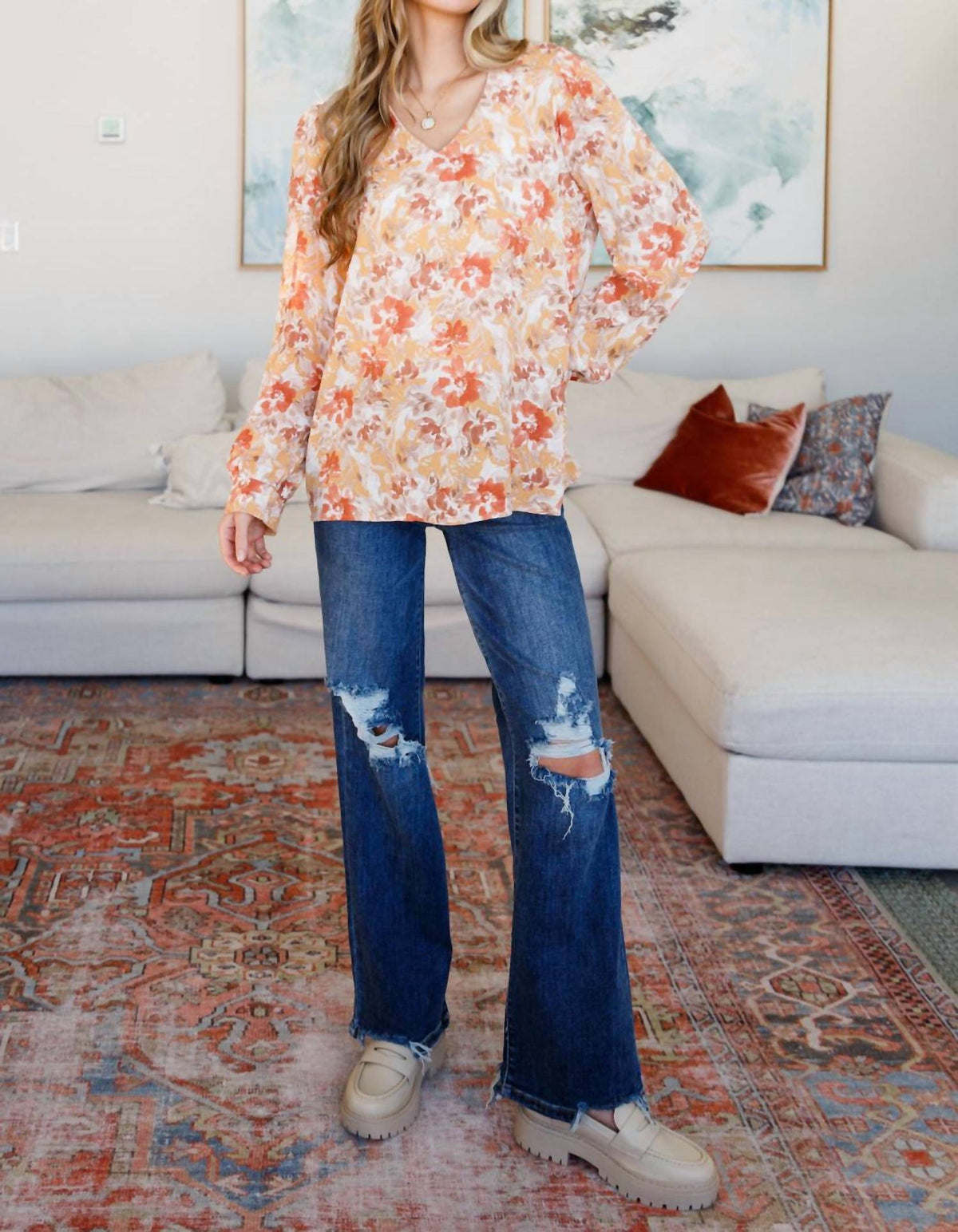Marigold Dreams Floral Blouse