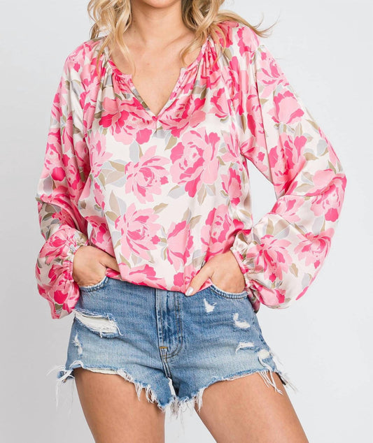 Satin Silky V Neck Blouse