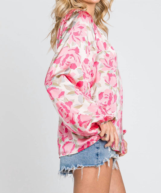 Satin Silky V Neck Blouse