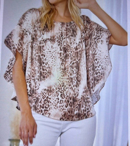 Short Sleeve Leopard Print Blouse