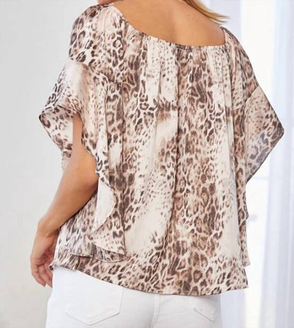Short Sleeve Leopard Print Blouse