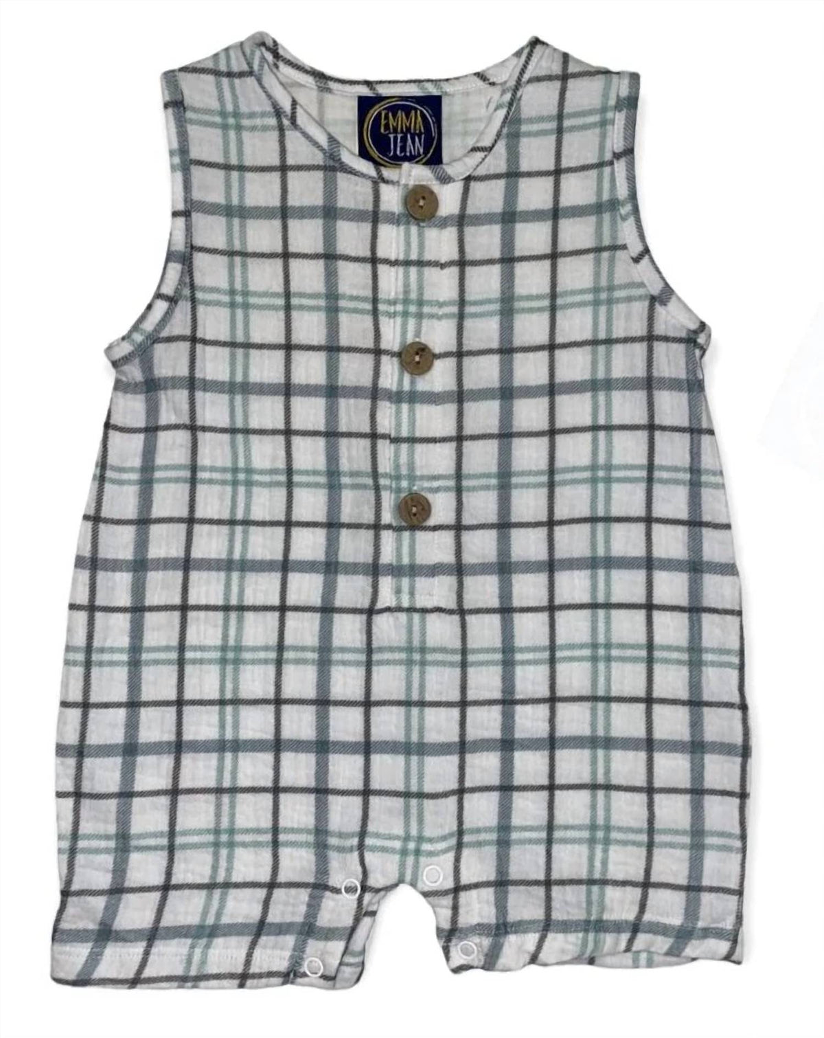 Boys Plaid Shortall Romper