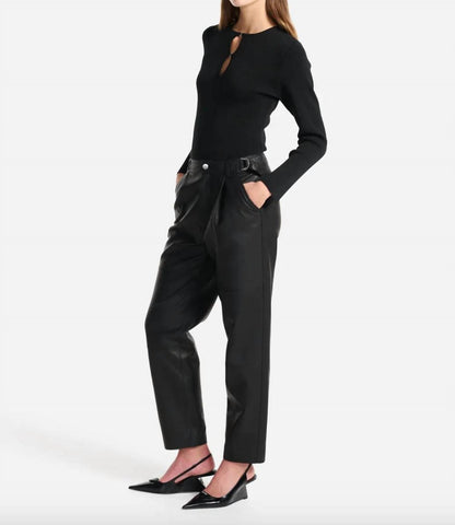 Hazel Buckled Leather Pant
