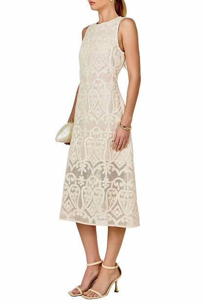 Sleeveless Lace Midi Dress
