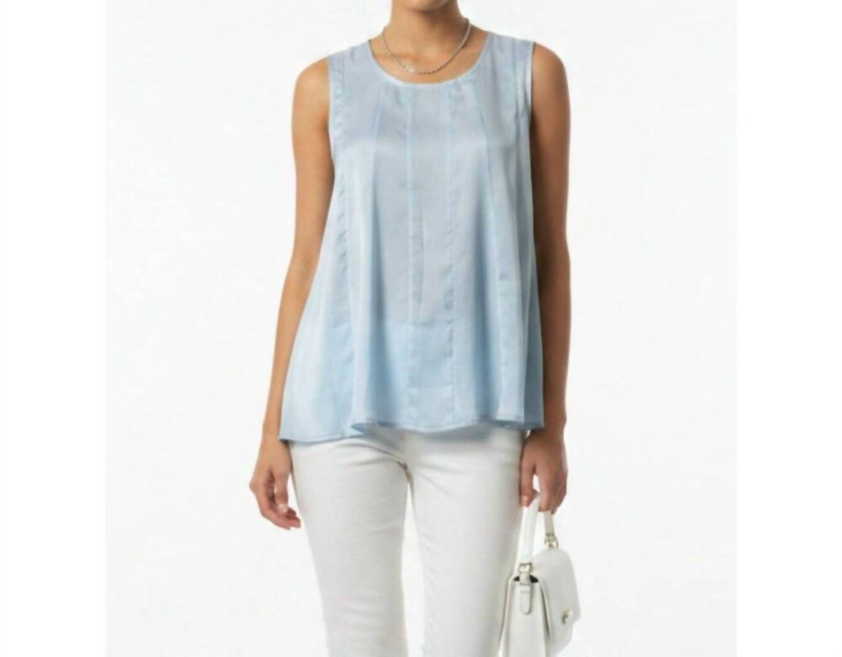 Eri + Ali Women's Satin Swing Top in Blue