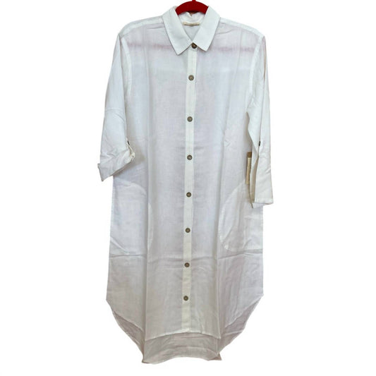 Escape Women's Lake Linen Getaway Shirt Dress in White