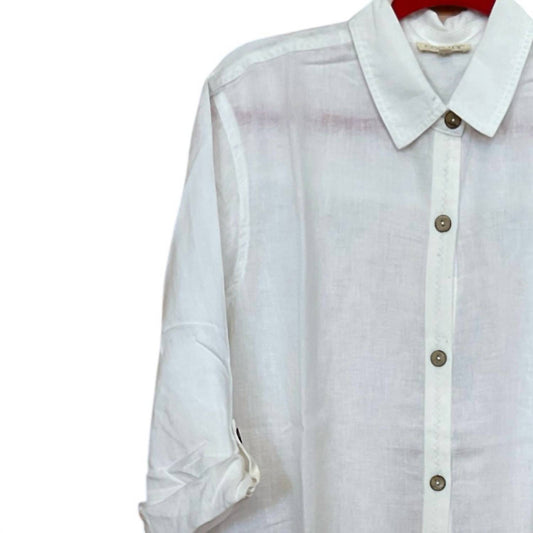 Escape Women's Lake Linen Getaway Shirt Dress in White - view 2