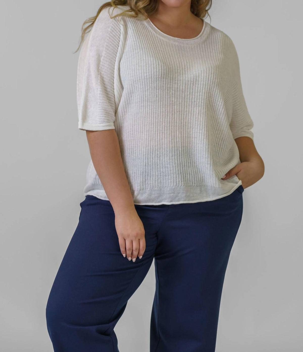 Linen Short Sleeve Top - Plus