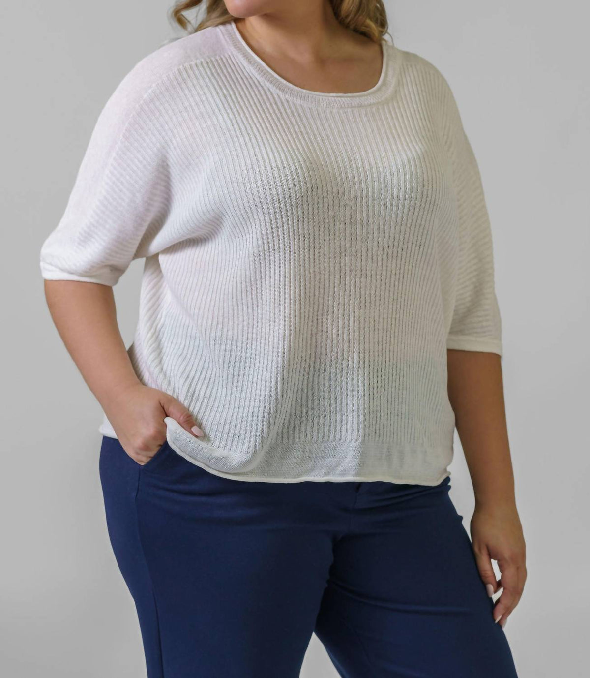 Linen Short Sleeve Top - Plus