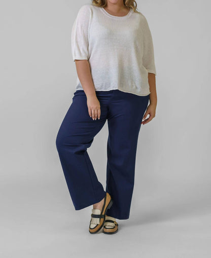 Linen Short Sleeve Top - Plus