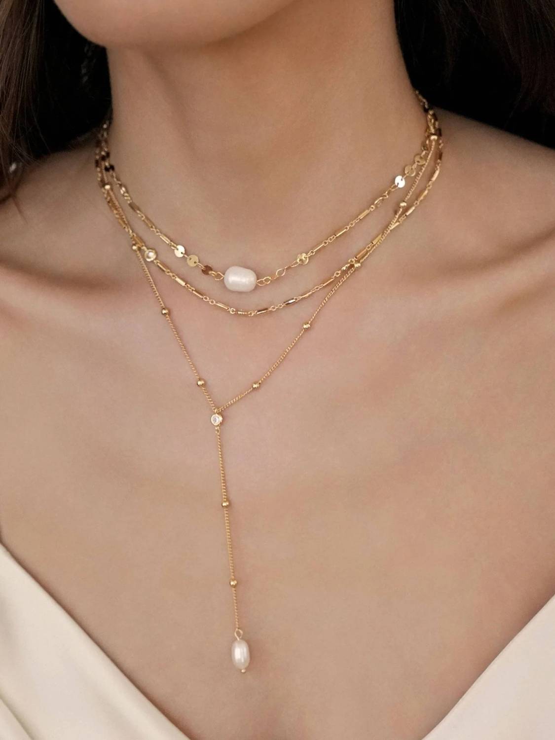 Forever Falling Pearl Lariat Necklace